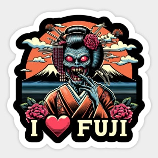 Japanese geisha mount fuji travel Sticker